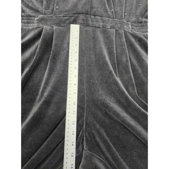 Vintage SK & Company Velvet Velour Sequin Beaded Jumpsuit Size 2X Black Bow - Picture 11 of 13